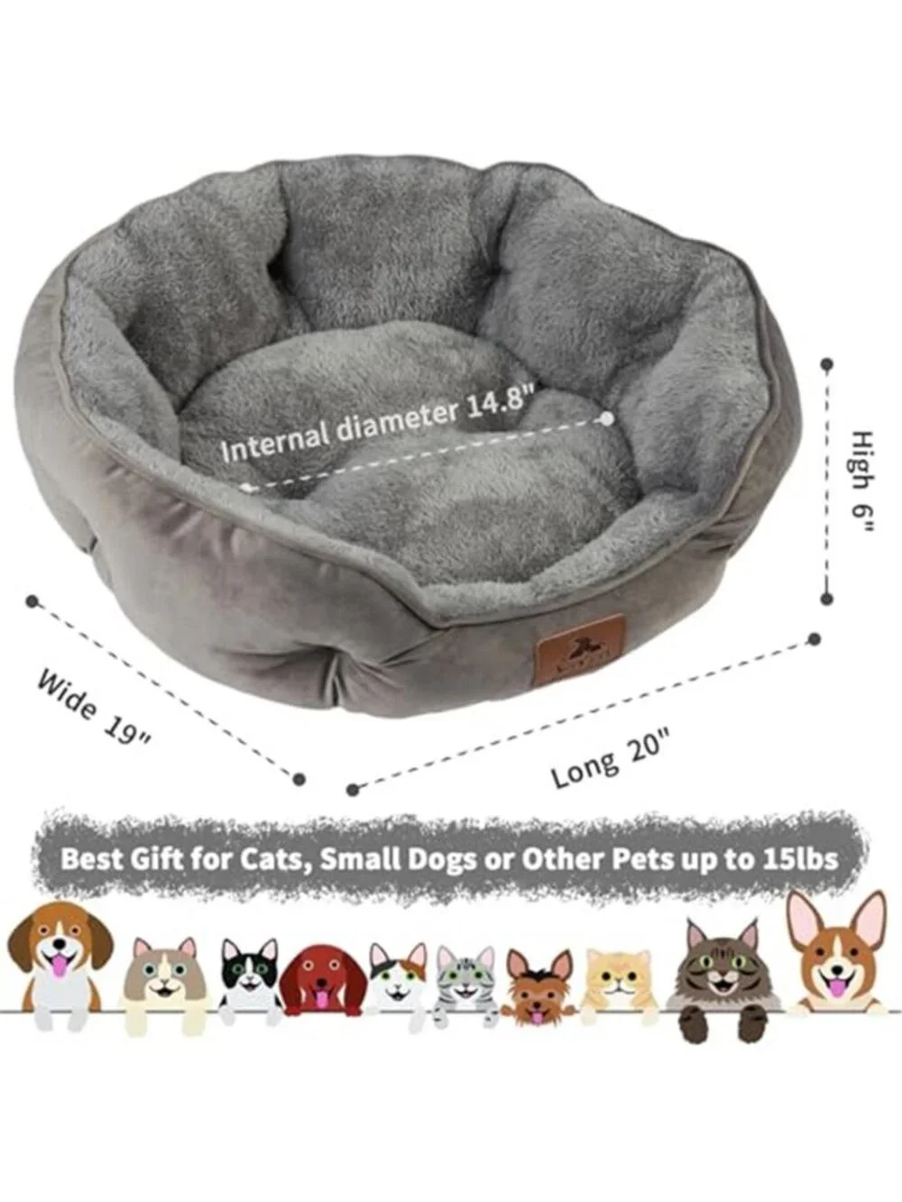 Calming Dog Bed Cat Bed Soft Sherpa Round Pet Bed Non Slip Washable Small Medium